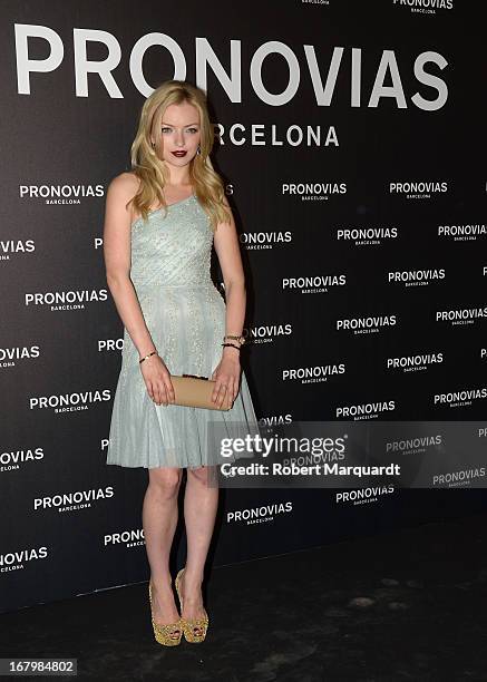 Francesca Eastwood poses for a photocall before the Pronovias bridal fashion show during Barcelona Bridal Week 2013 on May 3, 2013 in Barcelona,...