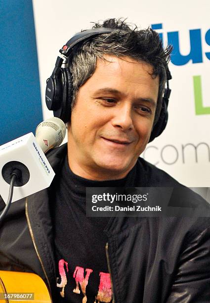 Spanish singer/songwriter Alejandro Sanz visits the SiriusXM studios for "SiriusXM's ICONOS" on May 3, 2013 in New York City.