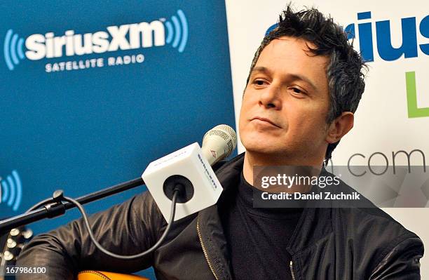 Spanish singer/songwriter Alejandro Sanz visits the SiriusXM studios for "SiriusXM's ICONOS" on May 3, 2013 in New York City.