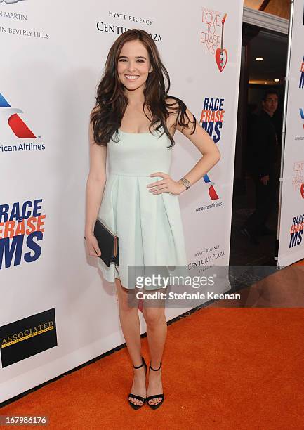 Actress Zoey Deutch attends the 20th Annual Race To Erase MS Gala "Love To Erase MS" at the Hyatt Regency Century Plaza on May 3, 2013 in Century...