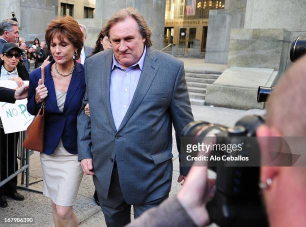 Jacqueline Bisset and Gerard Depardieu are seen on the set of an untitled film on May 3, 2013 in New York City.