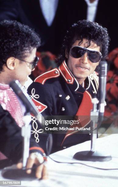 Singers Randy Jackson and his brother Michael Jackson , at a press conference to announce The Jacksons' forthcoming Victory Tour, at the Tavern on...