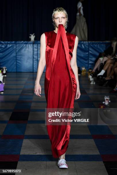 Model walks the runway during the Puppets and Puppets Ready to Wear Spring/Summer 2024 fashion show as part of the New York Fashion Week on September...