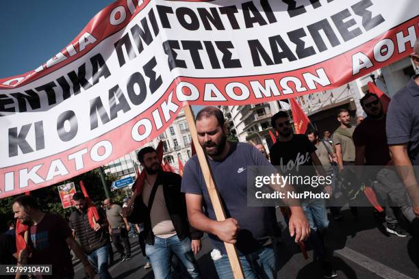 Protest rally during a 24 hours general strike of the public sector, against the labor bill, in Athens, Greece on September 21, 2023.