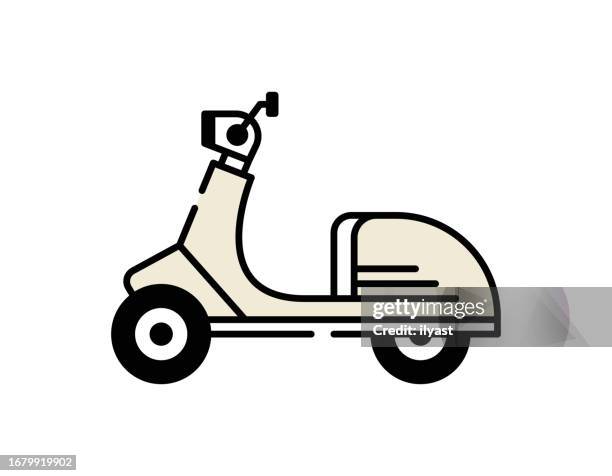 scooter simple line icon - motorcycle engine stock illustrations