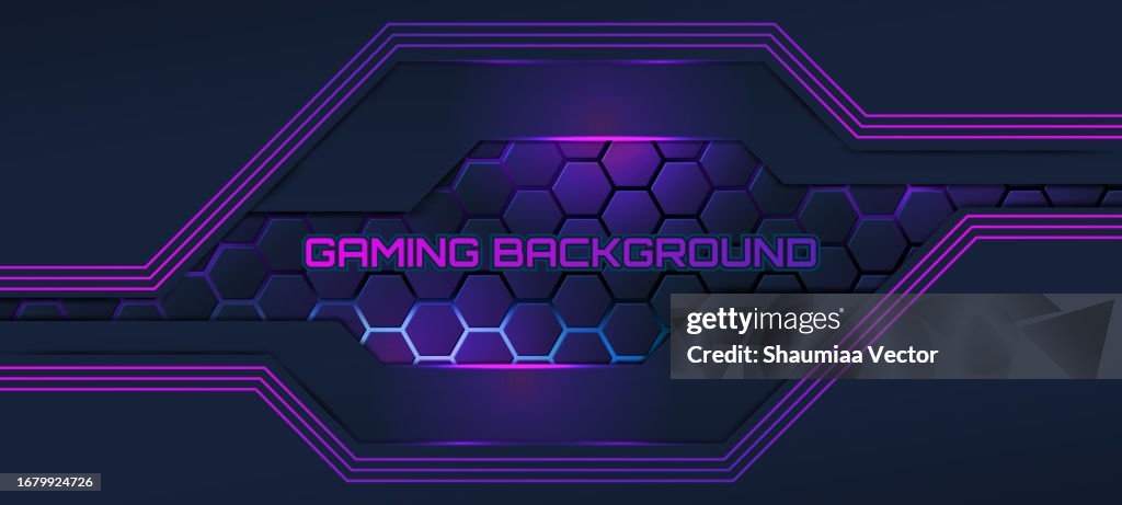 Moder Gaming Background Abstract Futuristic Gaming Background With Modern Neon Glowing Hexagon ...