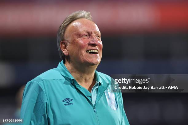 Neil Warnock the head coach / manager of Huddersfield Town during the Sky Bet Championship match between Huddersfield Town and Stoke City at John...