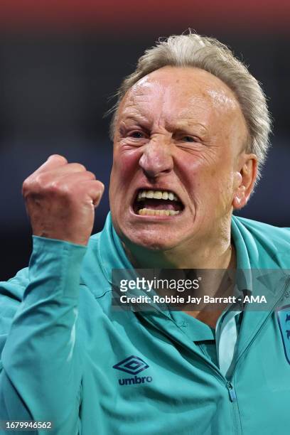 Neil Warnock the head coach / manager of Huddersfield Town during the Sky Bet Championship match between Huddersfield Town and Stoke City at John...