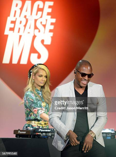 Havana Brown and singer Taio Cruz perform at the 20th Annual Race To Erase MS Gala "Love To Erase MS" at the Hyatt Regency Century Plaza on May 3,...