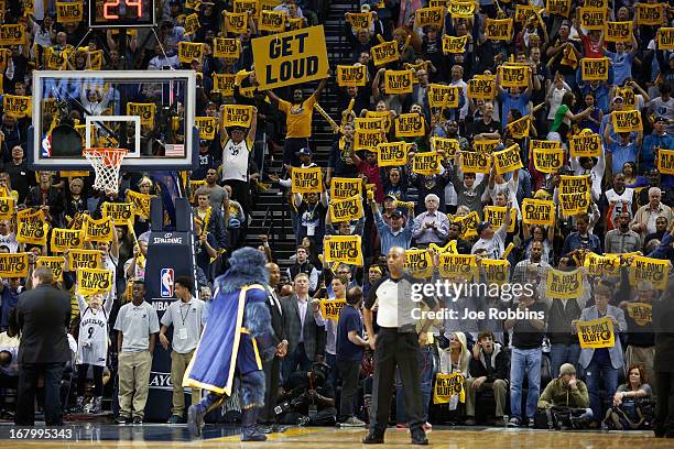 Memphis Grizzlies fans cheer against the Los Angeles Clippers during Game Six of the Western Conference Quarterfinals of the 2013 NBA Playoffs at...