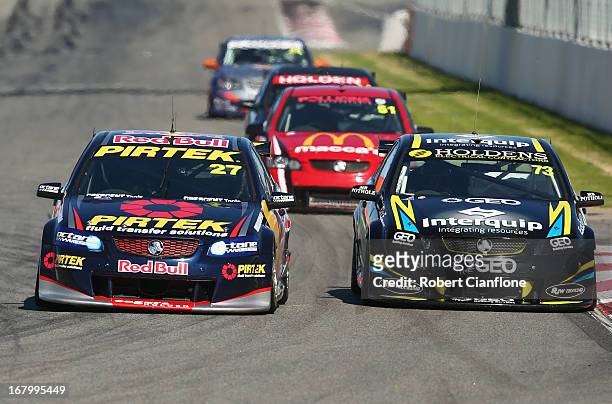 Casey Stoner drives the Red Bull Pirtek Holden during race two for round two of the V8 Supercars Dunlop Development Series at Barbagallo Raceway on...