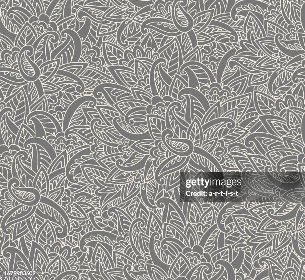 floral pattern. paisley, line art, handdrawn. wallpaper. - paisley pattern stock illustrations