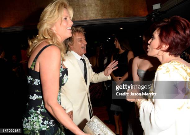 Penny Stewart, musician Rod Stewart, and TV personality Sharon Osbourne attend the 20th Annual Race To Erase MS Gala "Love To Erase MS" at the Hyatt...