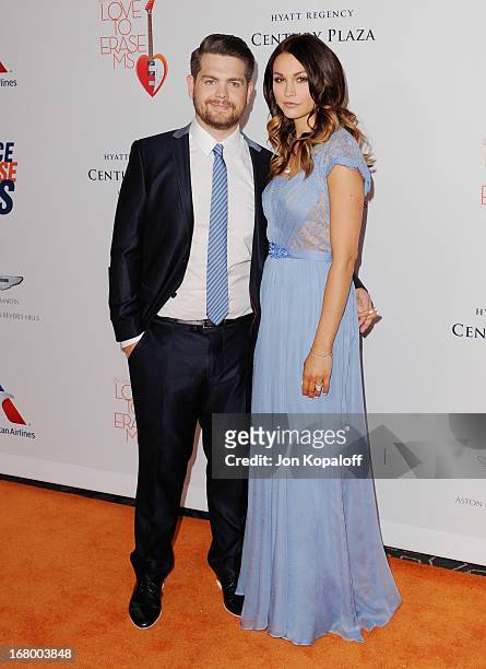 Jack Osbourne and wife Lisa Stelly arrive at the 20th Annual Race To Erase MS "Love To Erase MS" Gala at the Hyatt Regency Century Plaza on May 3,...