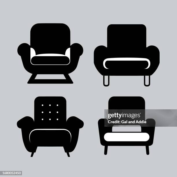 ilustrações de stock, clip art, desenhos animados e ícones de armchair icons collection - cadeira de braços