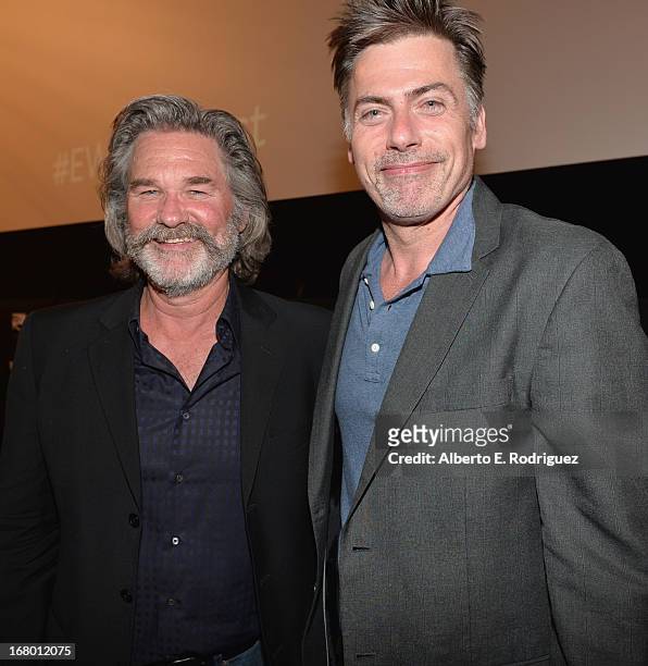Actor Kurt Russell and EW writer Geoff Boucher attend Entertainment Weekly's CapeTown Film Festival presented by The American Cinematheque and...