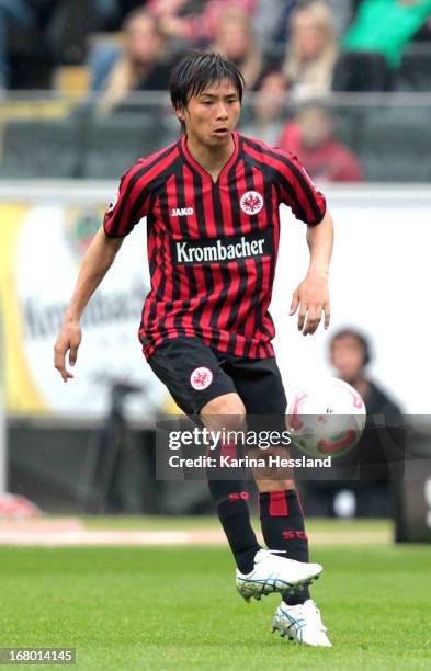 Inui Takashi of Frankfurt on the ball during the Bundesliga match between Eintracht Frankfurt and Fortuna Duesseldorf 1895 at Commerzbank-Arena on...