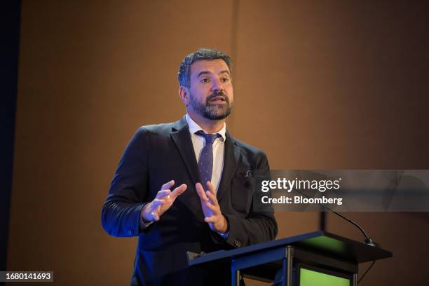 Jose Garcia Jimenez, chief executive officer of Silver X Mining Co., speaks during the Gold Forum Americas in Colorado Springs, Colorado, US, on...