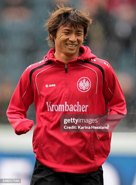 Inui Takashi of Frankfurt during the Bundesliga match between Eintracht Frankfurt and Fortuna Duesseldorf 1895 at Commerzbank-Arena on May 4, 2013 in...