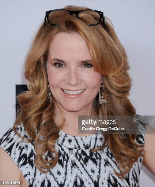 Actress Lea Thompson arrives at the 20th Annual Race To Erase MS Gala 'Love To Erase MS' at the Hyatt Regency Century Plaza on May 3, 2013 in Century...