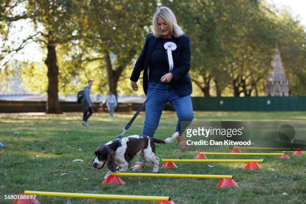 Conservative MP for Stourbridge Suzanne Webb with her Cocker Spaniel, Sidney Pickles during the Westminster Dog of the Year Competition in Victoria...