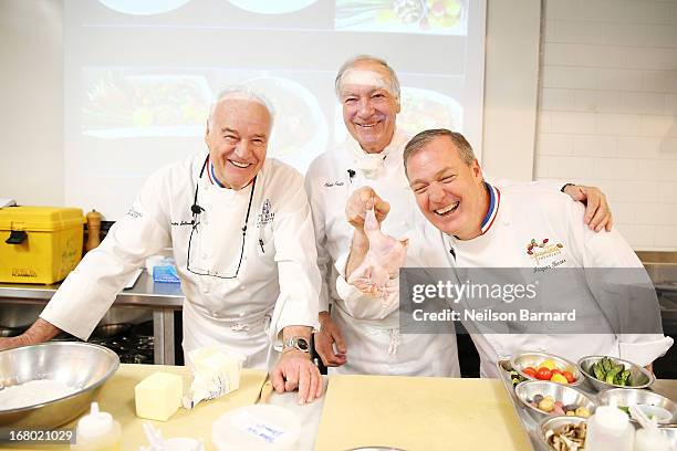 Chefs Andre Soltner, Alain Sailhac, and Jacques Torres attend Day 1 of the New York Culinary Experience 2013 on May 4, 2013 in New York City.
