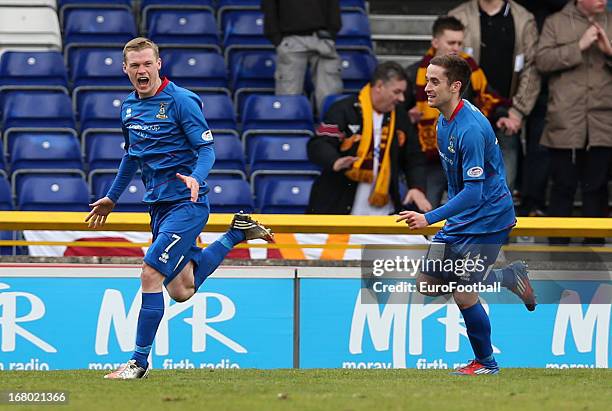 Billy McKay of Inverness CT celebrates after scoring the winning goal during the Clydesdale Bank Scottish Premier League match between Inverness...