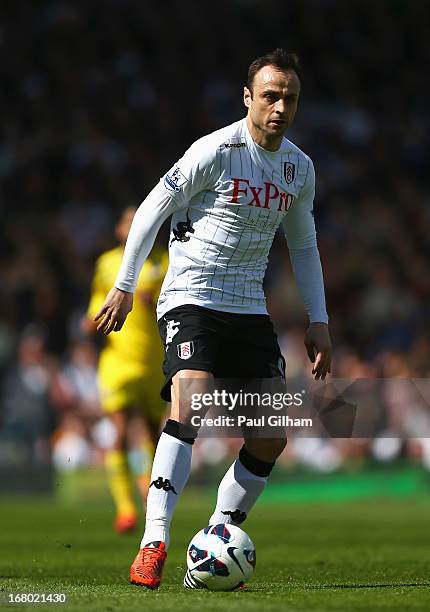 Dimitar Berbatov of Fulham in action during the Barclays Premier League match between Fulham and Reading at Craven Cottage on May 4, 2013 in London,...