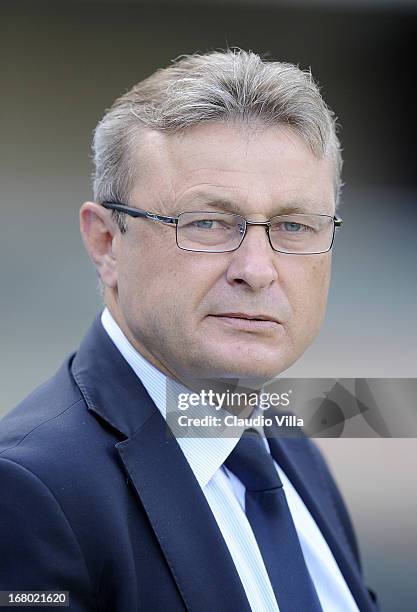 Head coach Cagliari Calcio Ivo Pulga during the Serie A match between AC Chievo Verona and Cagliari Calcio at Stadio Marc'Antonio Bentegodi on May 4,...