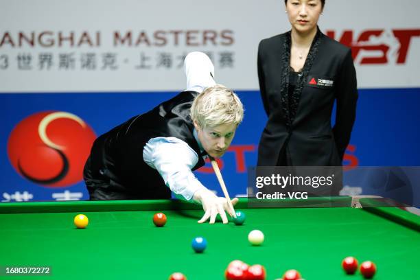 Neil Robertson of Australia plays a shot in the quarter-final match against Fan Zhengyi of China on day 4 of World Snooker Shanghai Masters 2023 at...