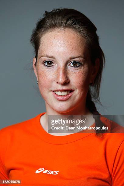 Lara van Ruijven poses during the NOC*NSF Sochi athletes and officials photo shoot for Asics at the Spoorwegmuseum on May 4, 2013 in Utrecht,...