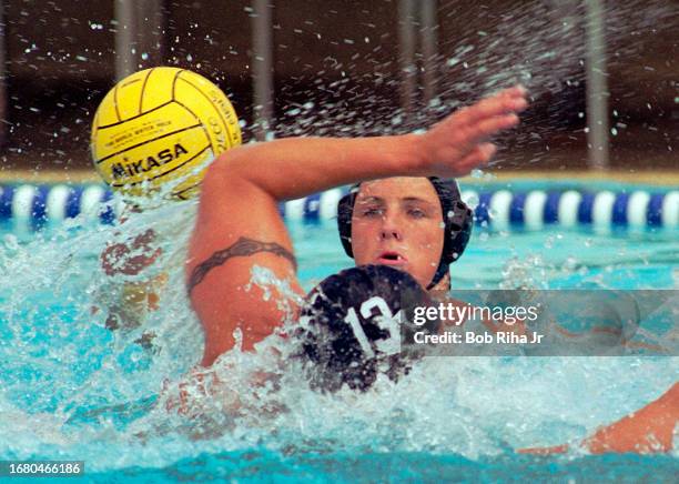 Team USA Olympic Water Polo Player Tony Azevedo during water polo game, July 21, 2000 in Los Alamitos, California.