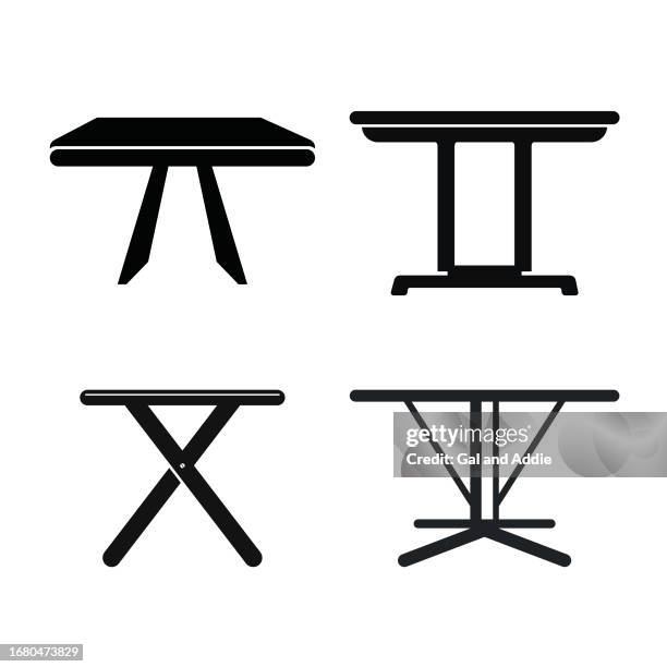 modern table icons set - indoor dining stock illustrations