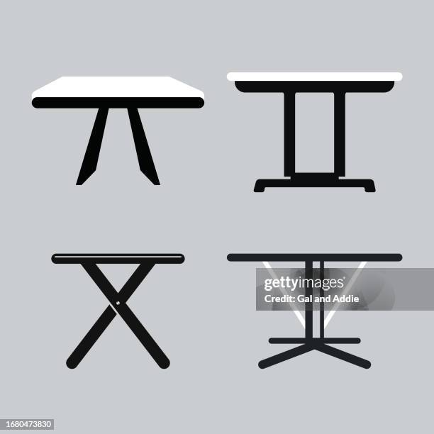 four different tables icons - group dining stock illustrations