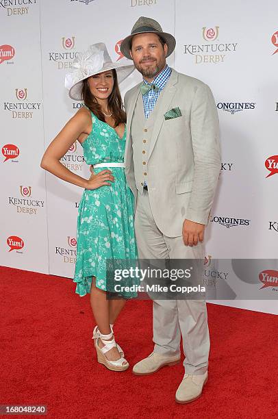 Actor David Denman and Mercedes Masohn celebrate the 139th Kentucky Derby with Moet & Chandon at Churchill Downs on May 4, 2013 in Louisville,...