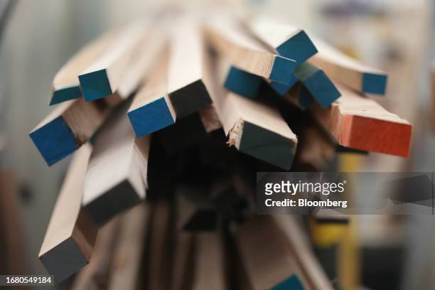Pieces of wood at a JLR Contractors facility in Provo, Utah, US, on Wednesday, Sept. 13, 2023. Markit is scheduled to release manufacturing...