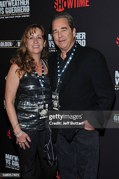 Actor Beau Bridges and wife Wendy arrive at a VIP pre-fight party at the WBC welterweight title fight between Floyd Mayweather Jr. And Robert...