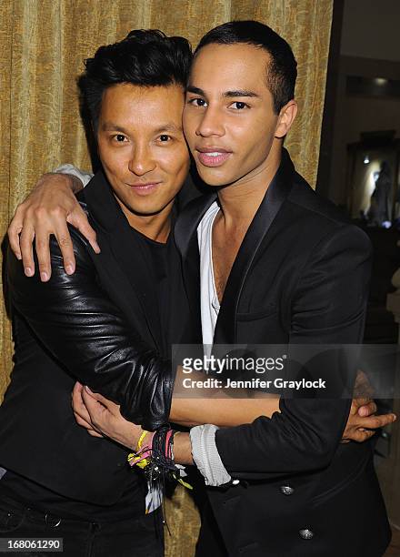 Designers Prabal Gurung and Olivier Rousteing attend Moda Operandi and St. Regis Hotels & Resorts event "A Midnight Supper" to celebrate the launch...