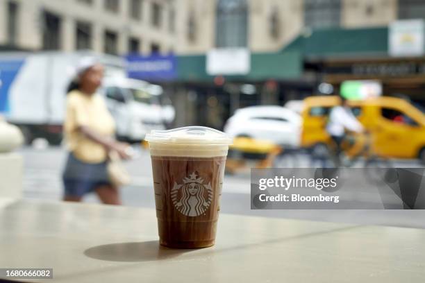 Coffee drink with cold foam at a Starbucks location in New York, US, on Thursday, Aug. 17, 2023. Starbucks Corp. Spending billions of dollars to...