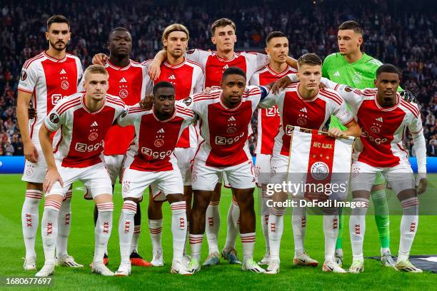 IAMSTERDAM, NETHERLANDS Jay Gorter of AFC Ajax, Josip Sutalo of AFC Ajax, Anton Gaaei of AFC Ajax, Jorrel Hato of AFC Ajax, Borna Sosa of AFC Ajax,...