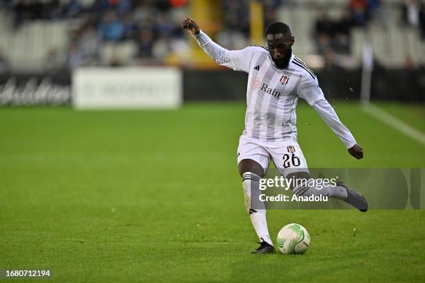 Masuaku of Besiktas in action during the UEFA Europa Conference League Group D match between Besiktas and Club Brugge at Jan Breydel Stadium in...