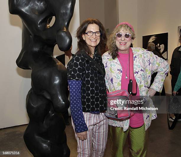 Producer Prudence Fenton and Musician-Artist Allee Willis attend the Herb Alpert Exhibition of Paintings and Sculpture at Bergamot Station on May 4,...