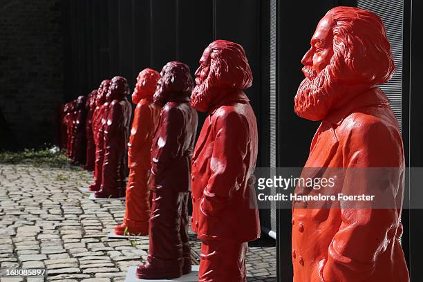Some of the 500, one meter tall statues of German political thinker Karl Marx on display on May 5, 2013 in Trier, Germany. The statues, created by...
