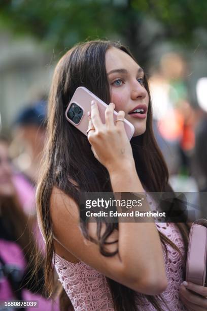 Maddie Ziegler is seen, outside Carolina Herrera, during New York Fashion Week, on September 12, 2023 in New York City.