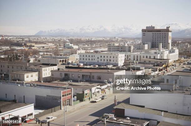 View of Anchorage from the Captain Cook Hotel, April 1970.