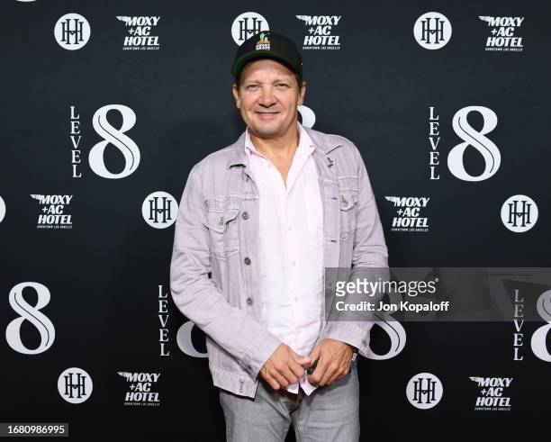Jeremy Renner attends Level 8 Grand Opening Party At Moxy Downtown LA on September 13, 2023 in Los Angeles, California.