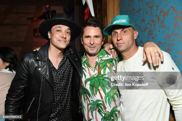 Jonnie Houston, Matt Bellamy of Muse and guest attend Level 8 Grand Opening Party At Moxy Downtown LA on September 13, 2023 in Los Angeles,...