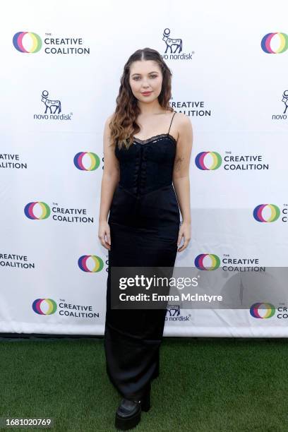 Samantha Hanratty attends The Creative Coalition's 2023 Television Humanitarian Awards at Kimpton La Peer Hotel on September 14, 2023 in West...