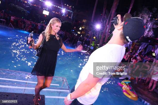Paris Hilton and boyfriend River Viiperi attend The Pool After Dark's Six year anniversary party at Harrah's Resort on Saturday May 4, 2013 in...
