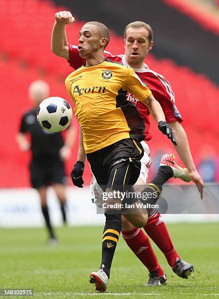 Christian Jolley of Newport County in action during the Blue Square Bet Premier Conference Play-off Final between Wrexham and Newport County A.F.C at...